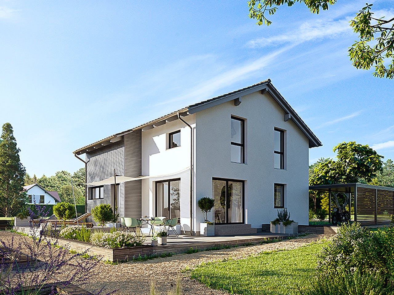 Fertighaus Variant 25-135 von Hanse Haus Schlüsselfertig ab 384377€, Satteldach-Klassiker Außenansicht 1