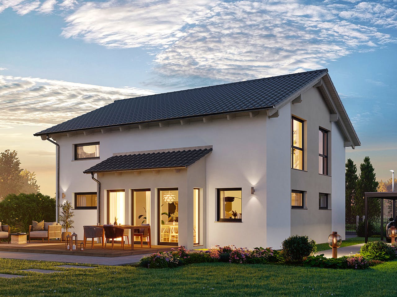 Fertighaus Variant 25-166 von Hanse Haus Schlüsselfertig ab 423320€, Satteldach-Klassiker Außenansicht 1