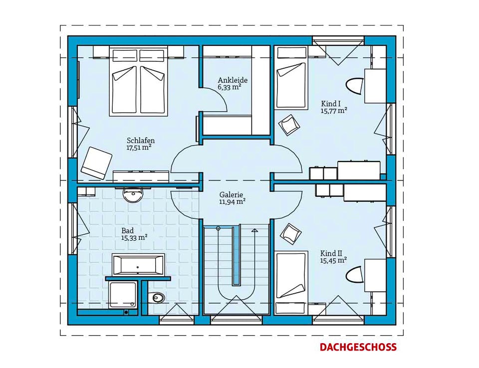 Fertighaus Variant 25-166 von Hanse Haus Schlüsselfertig ab 382079€, Satteldach-Klassiker Grundriss 2