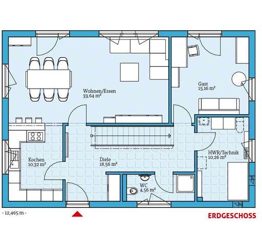 Fertighaus Variant 25-183 von Hanse Haus Schlüsselfertig ab 397910€, Satteldach-Klassiker Grundriss 1