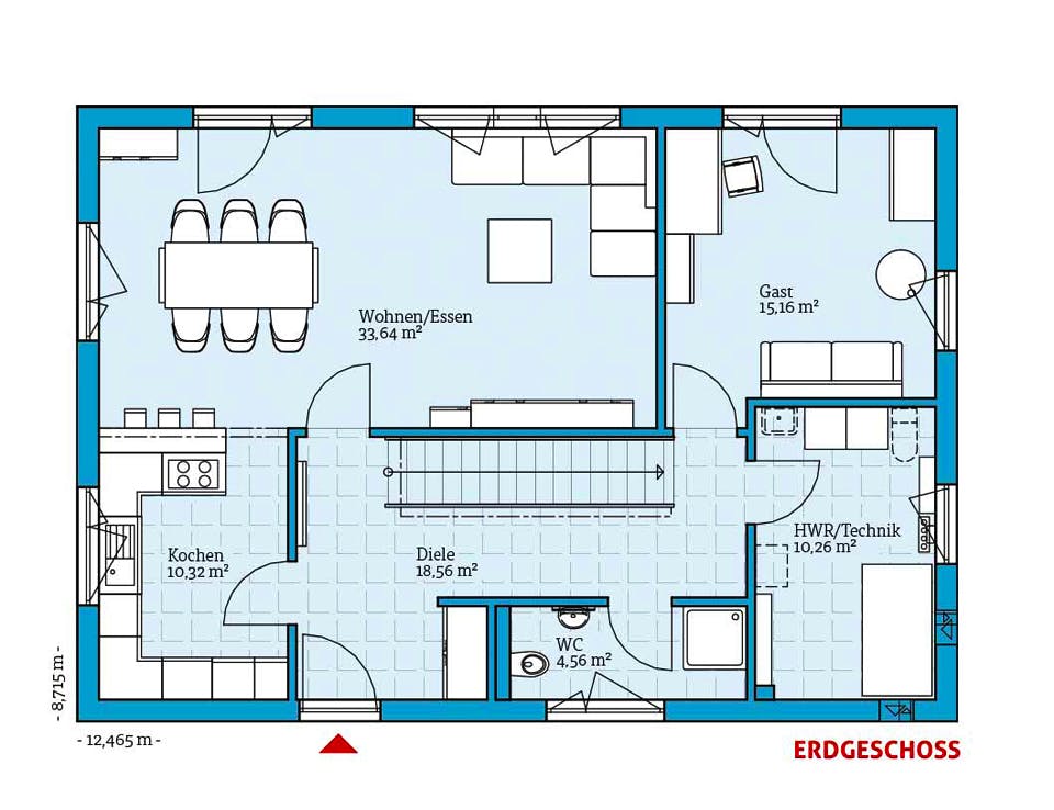 Fertighaus Variant 25-183 von Hanse Haus Schlüsselfertig ab 408908€, Satteldach-Klassiker Grundriss 1