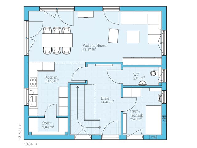 Fertighaus Variant 25-135 von Hanse Haus Schlüsselfertig ab 397332€, Satteldach-Klassiker Grundriss 1 Fertighaus Variant 25-135 von Hanse Haus Schlüsselfertig ab 397332€, Satteldach-Klassiker Grundriss 1