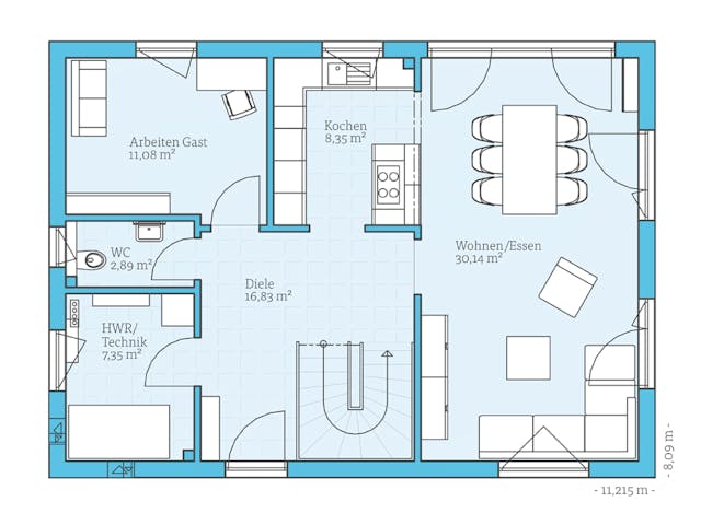 Fertighaus Variant 25-150 von Hanse Haus Schlüsselfertig ab 414767€, Satteldach-Klassiker Grundriss 1 Fertighaus Variant 25-150 von Hanse Haus Schlüsselfertig ab 414767€, Satteldach-Klassiker Grundriss 1