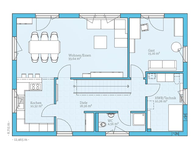 Fertighaus Variant 25-183 von Hanse Haus Schlüsselfertig ab 469166€, Satteldach-Klassiker Grundriss 1 Fertighaus Variant 25-183 von Hanse Haus Schlüsselfertig ab 469166€, Satteldach-Klassiker Grundriss 1