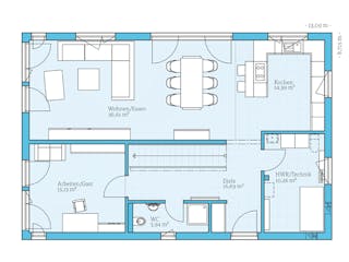 Fertighaus Variant 25-192 von Hanse Haus Schlüsselfertig ab 482333€, Satteldach-Klassiker Grundriss 1
