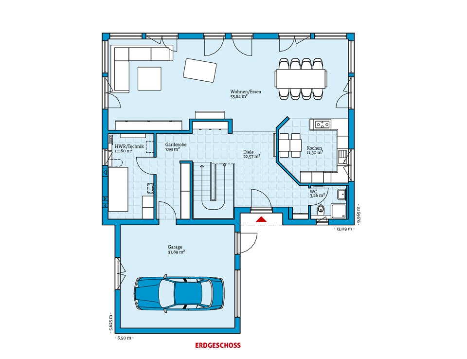 Fertighaus Variant 275 von Hanse Haus Schlüsselfertig ab 539033€, Satteldach-Klassiker Grundriss 1