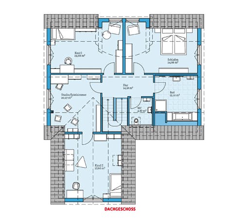 Fertighaus Variant 275 von Hanse Haus Schlüsselfertig ab 524679€, Satteldach-Klassiker Grundriss 2