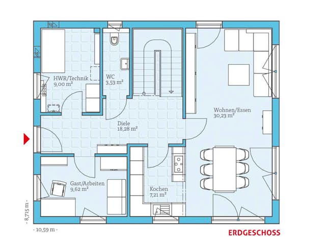 Fertighaus Variant 35-152 von Hanse Haus Schlüsselfertig ab 411084€, Satteldach-Klassiker Grundriss 1 Fertighaus Variant 35-152 von Hanse Haus Schlüsselfertig ab 411084€, Satteldach-Klassiker Grundriss 1
