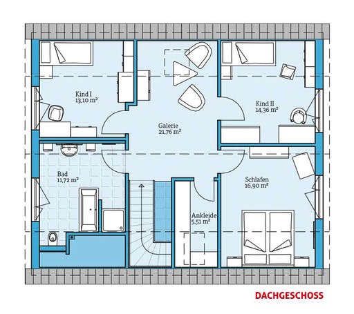 Fertighaus Variant 35-172 von Hanse Haus Schlüsselfertig ab 377816€, Satteldach-Klassiker Grundriss 2