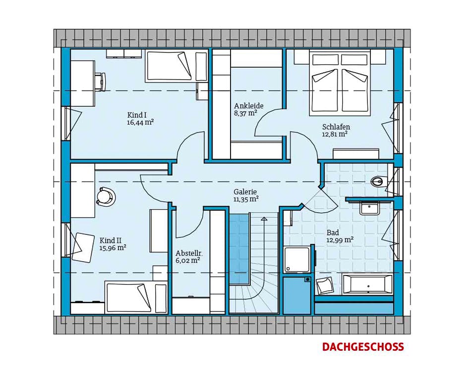 Fertighaus Variant 35-173 von Hanse Haus Schlüsselfertig ab 391636€, Satteldach-Klassiker Grundriss 2