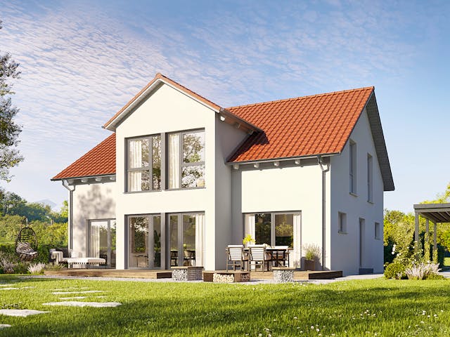 Fertighaus Variant 35-184 von Hanse Haus Schlüsselfertig ab 445067€, Satteldach-Klassiker Außenansicht 1 Fertighaus Variant 35-184 von Hanse Haus Schlüsselfertig ab 445067€, Satteldach-Klassiker Außenansicht 1