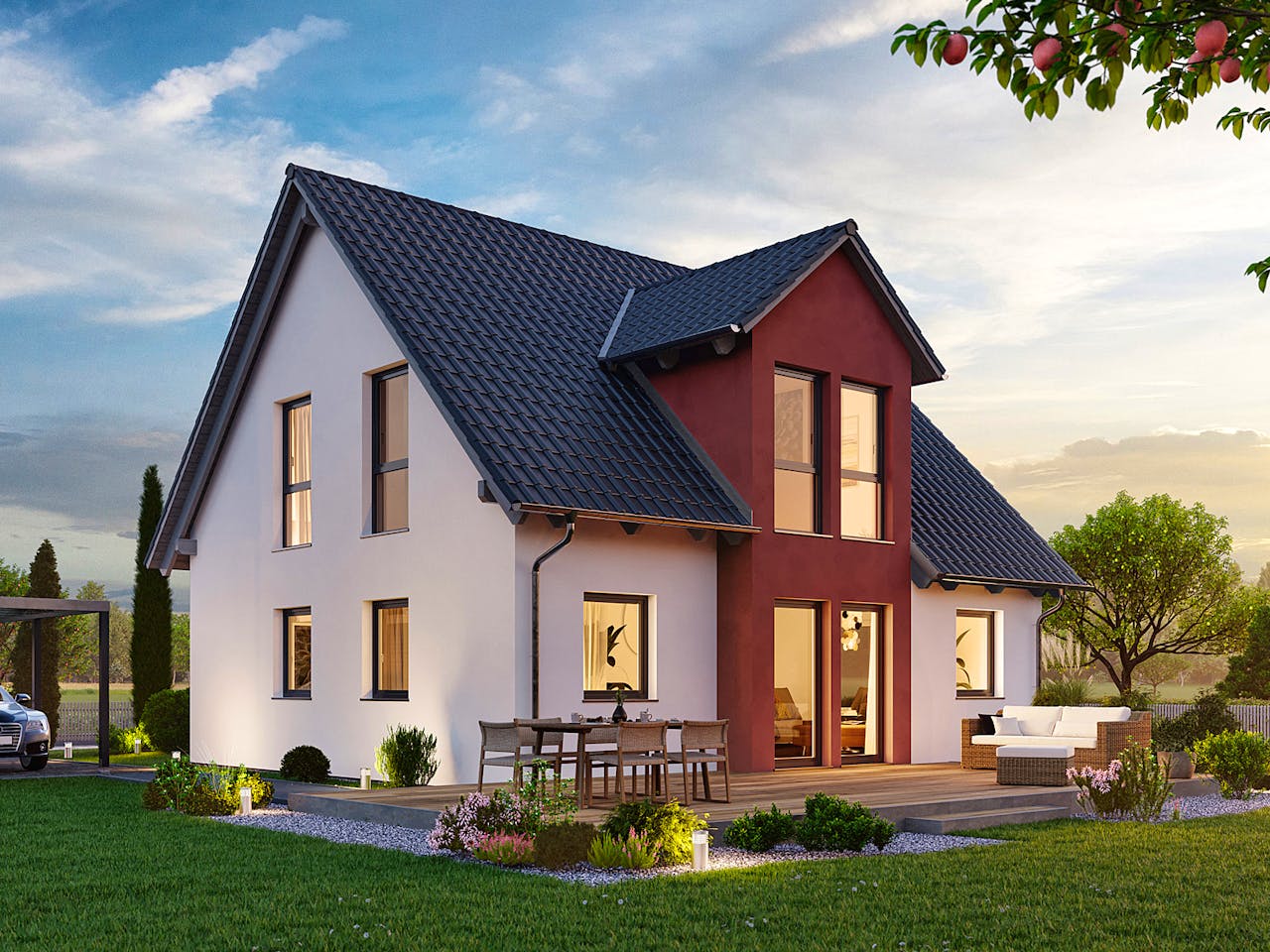 Fertighaus Variant 35-137 von Hanse Haus Schlüsselfertig ab 374489€, Satteldach-Klassiker Außenansicht 1