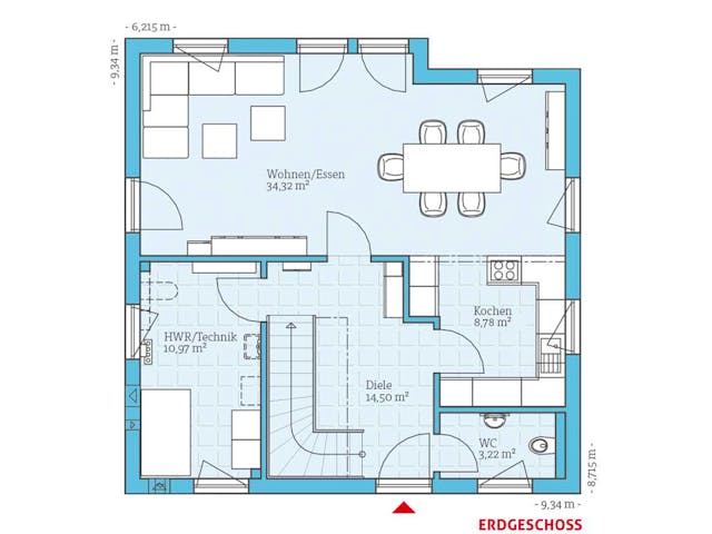 Fertighaus Variant 45-130 von Hanse Haus, Satteldach-Klassiker Grundriss 1
