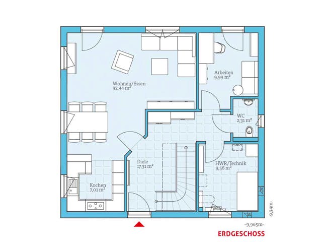 Fertighaus Variant 45-145 von Hanse Haus Schlüsselfertig ab 403966€, Satteldach-Klassiker Grundriss 1 Fertighaus Variant 45-145 von Hanse Haus Schlüsselfertig ab 403966€, Satteldach-Klassiker Grundriss 1