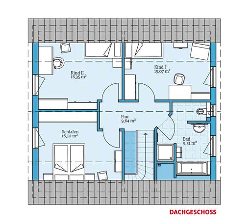 Fertighaus Variant 45-145 von Hanse Haus Schlüsselfertig ab 343965€, Satteldach-Klassiker Grundriss 2