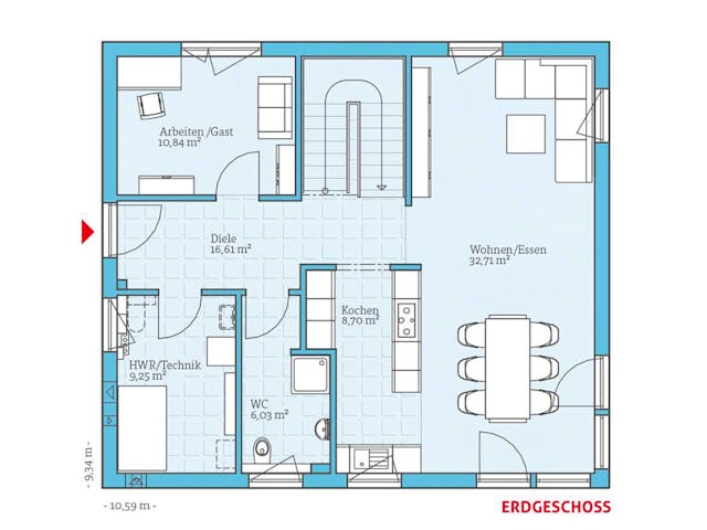 Fertighaus Variant 45-154 von Hanse Haus Schlüsselfertig ab 418561€, Satteldach-Klassiker Grundriss 1 Fertighaus Variant 45-154 von Hanse Haus Schlüsselfertig ab 418561€, Satteldach-Klassiker Grundriss 1