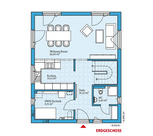 Fertighaus Villa 133 von Hanse Haus Schlüsselfertig ab 344391€, Stadtvilla Grundriss 1