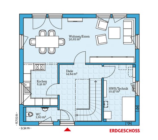 Fertighaus Villa 134 von Hanse Haus Schlüsselfertig ab 344754€, Stadtvilla Grundriss 1