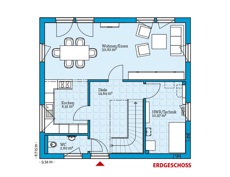 Fertighaus Villa 134 von Hanse Haus Schlüsselfertig ab 354210€, Stadtvilla Grundriss 1