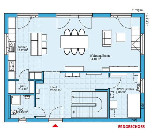 Fertighaus Villa 165 von Hanse Haus Schlüsselfertig ab 386310€, Stadtvilla Grundriss 1