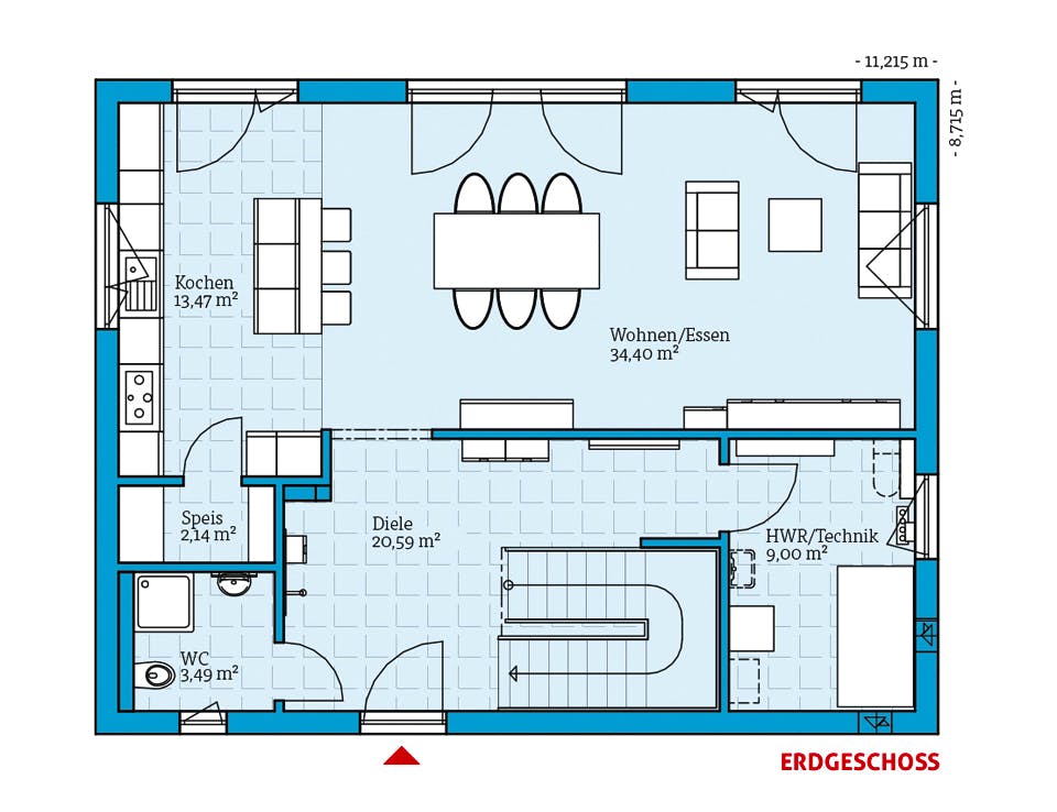 Fertighaus Villa 165 von Hanse Haus Schlüsselfertig ab 396926€, Stadtvilla Grundriss 1