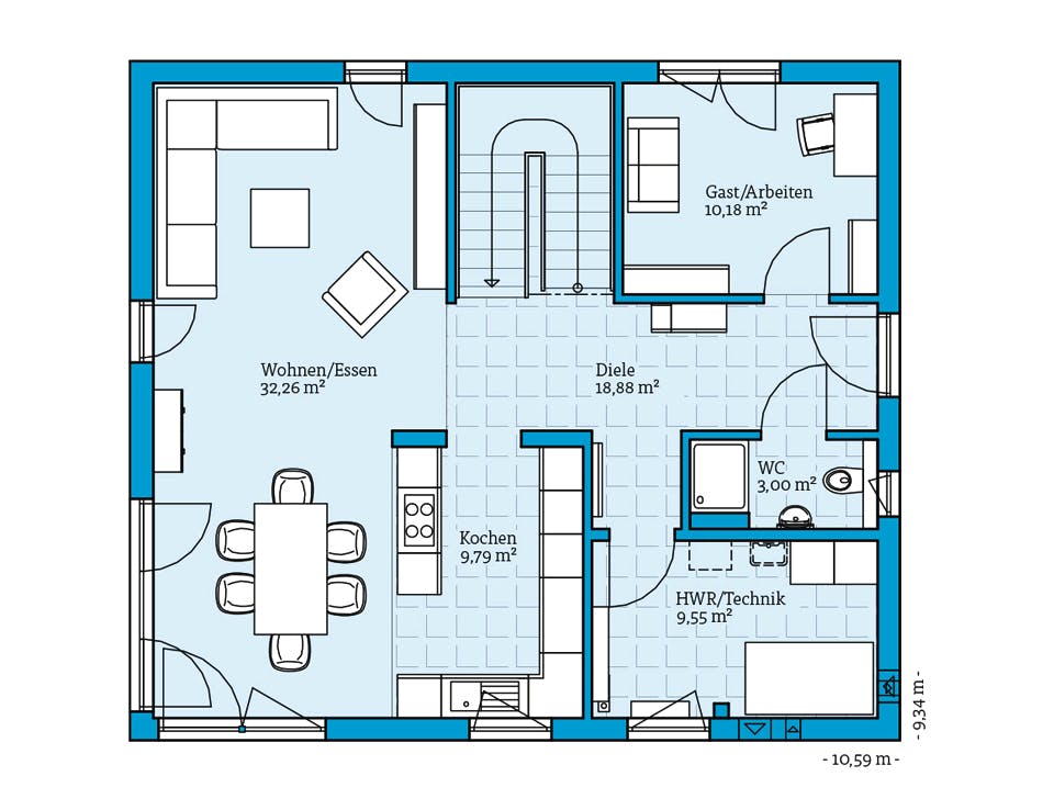 Fertighaus Villa 166 von Hanse Haus Schlüsselfertig ab 404183€, Stadtvilla Grundriss 2
