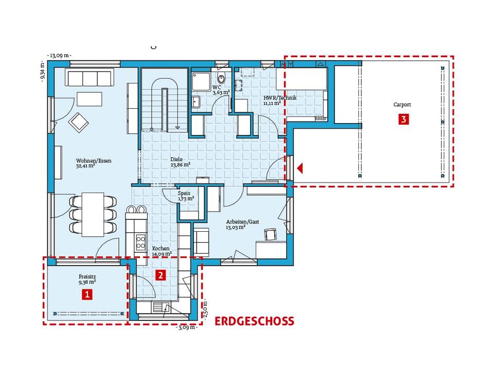Fertighaus Villa 177 von Hanse Haus Schlüsselfertig ab 420366€, Stadtvilla Grundriss 1
