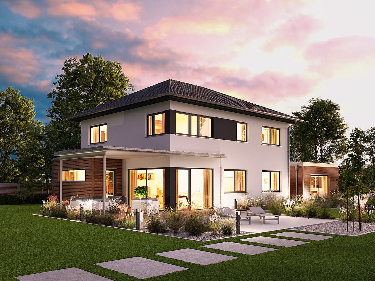 Fertighaus Villa 178 von Hanse Haus Schlüsselfertig ab 466844€, Stadtvilla Außenansicht 1