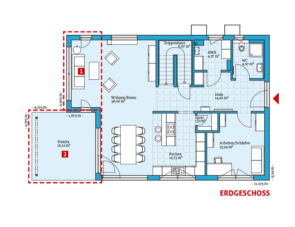 Fertighaus Villa 178 von Hanse Haus Schlüsselfertig ab 422214€, Stadtvilla Grundriss 1