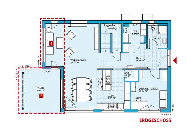 Fertighaus Villa 178 von Hanse Haus Schlüsselfertig ab 437837€, Stadtvilla Grundriss 1