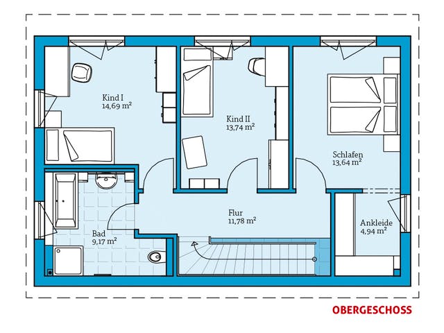 Fertighaus Vita 138 von Hanse Haus Schlüsselfertig ab 369275€, Pultdachhaus Grundriss 2