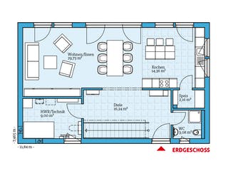 Fertighaus Vita 147 von Hanse Haus, Pultdachhaus Grundriss 1
