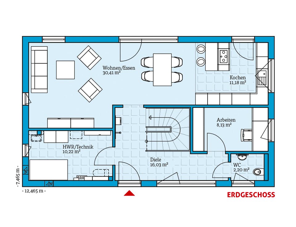 Fertighaus Vita 156 von Hanse Haus Schlüsselfertig ab 393622€, Pultdachhaus Grundriss 1