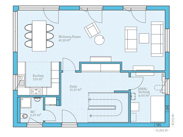 Fertighaus Vita 165 von Hanse Haus Schlüsselfertig ab 445342€, Pultdachhaus Grundriss 1
