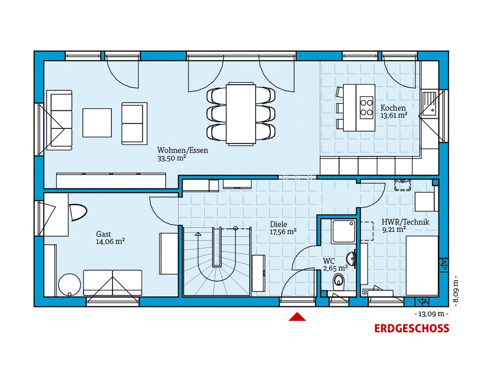 Fertighaus Vita 180 von Hanse Haus Schlüsselfertig ab 425982€, Pultdachhaus Grundriss 1