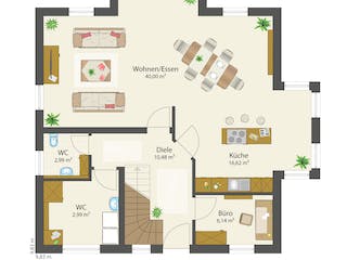 Fertighaus HAPPINESS von öko-domo, Satteldach-Klassiker Grundriss 2