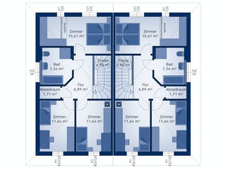 Fertighaus Doppelhaushälfte 119 W von HARTL HAUS Schlüsselfertig ab 394510€, Stadtvilla Grundriss 2