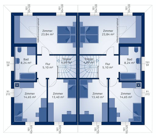 Hartl Haus - Doppelhaus 140 W Floorplan 2