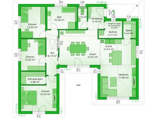 Fertighaus Elegance 136 W von HARTL HAUS Schlüsselfertig ab 456680€, Bungalow Grundriss 1