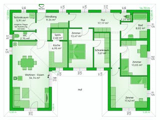 Fertighaus Elegance 140 W von HARTL HAUS, Bungalow Grundriss 1
