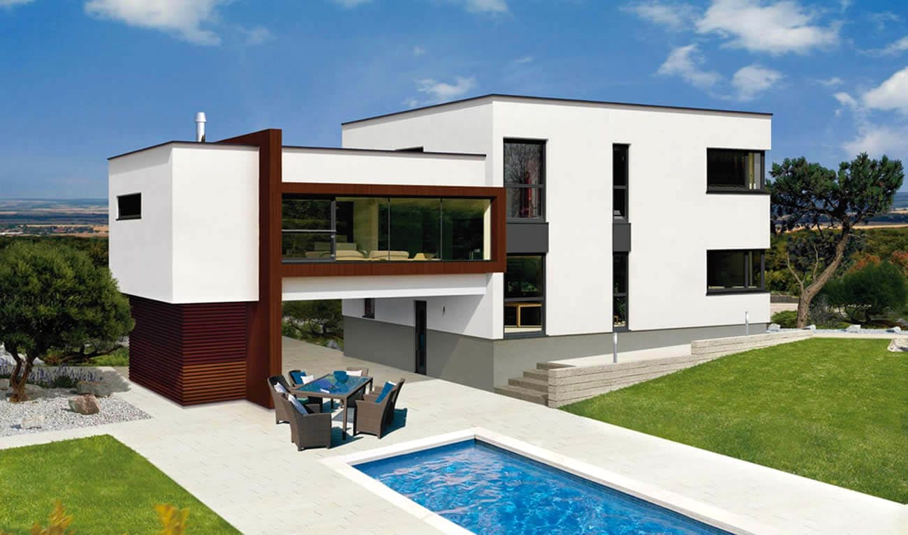 Fertighaus Liberty 199 F von Hartl Haus Schlüsselfertig ab 487760€, Cubushaus Außenansicht 1