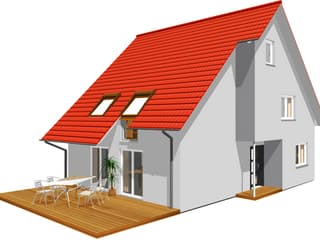 Fertighaus Haus 105 von TALBAU-Haus Schlüsselfertig ab 240215€, Satteldach-Klassiker Außenansicht 1