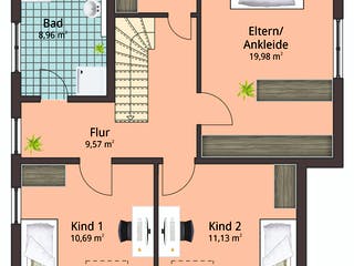 Fertighaus Haus 105 von TALBAU-Haus Schlüsselfertig ab 240215€, Satteldach-Klassiker Grundriss 2