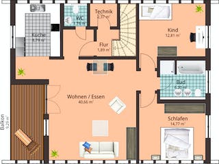 Fertighaus Haus 118 von TALBAU-Haus Schlüsselfertig ab 258888€, Satteldach-Klassiker Grundriss 1