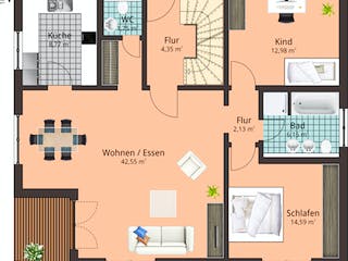 Fertighaus Haus 118 von TALBAU-Haus Schlüsselfertig ab 258888€, Satteldach-Klassiker Grundriss 2