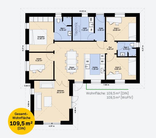 Hauscompagnie Bungalow 110 Floorplan 1