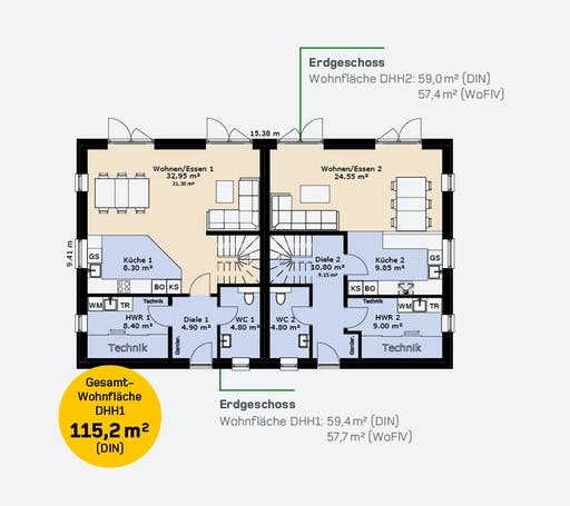 Hauscompagnie Doppelhaus 114 Floorplan 1