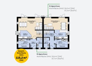 Doppelhaus 114 SF Grundriss