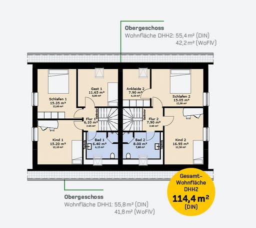 Hauscompagnie Doppelhaus 114 Floorplan 2