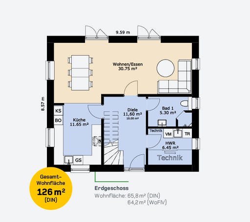 Hauscompagnie EFH 126 A Floorplan 1